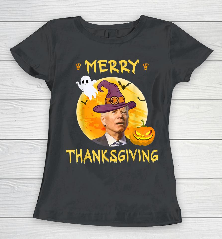 Joe Biden Confused Merry Thanksgiving For Halloween Women T-Shirt