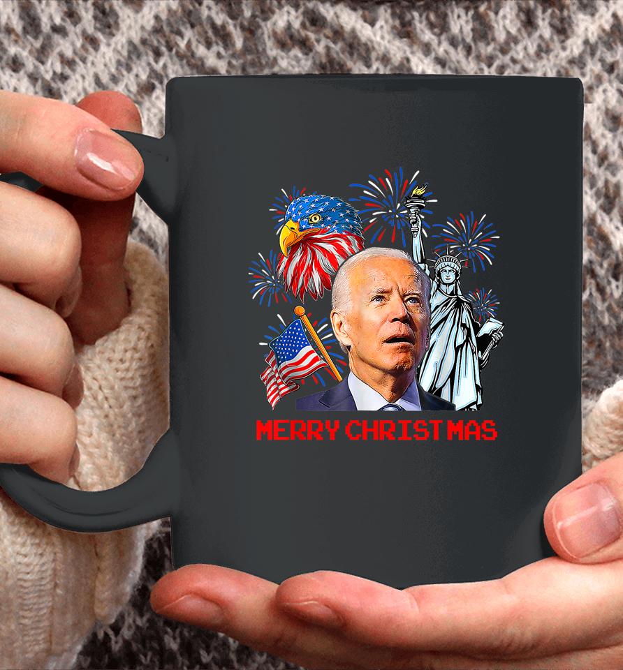 Joe Biden Confused Patriotic Merry Christmas For 4Th Of July Coffee Mug