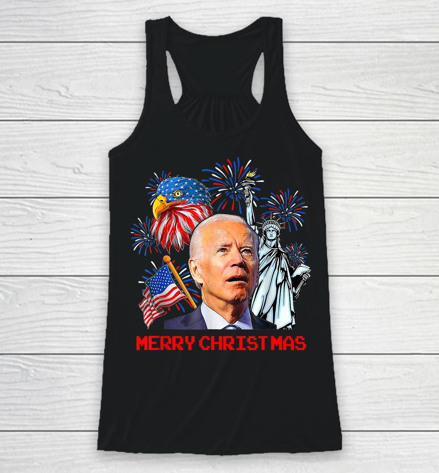 Joe Biden Confused Patriotic Merry Christmas For 4Th Of July Racerback Tank