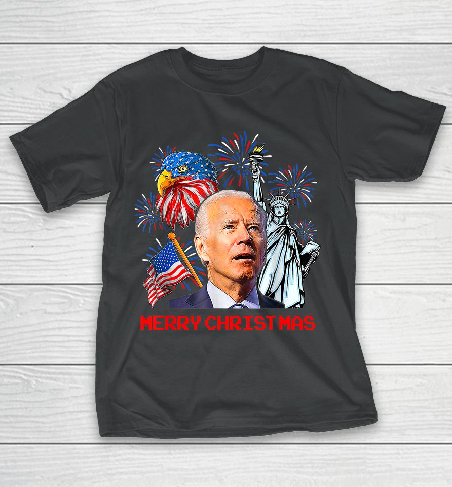 Joe Biden Confused Patriotic Merry Christmas For 4Th Of July T-Shirt