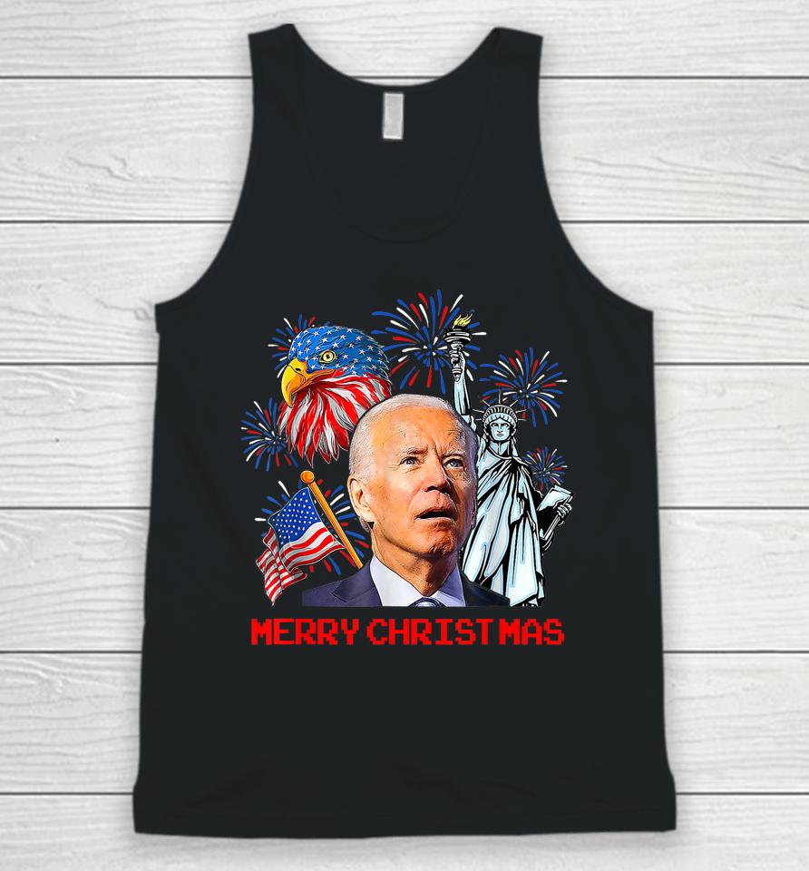 Joe Biden Confused Patriotic Merry Christmas For 4Th Of July Unisex Tank Top
