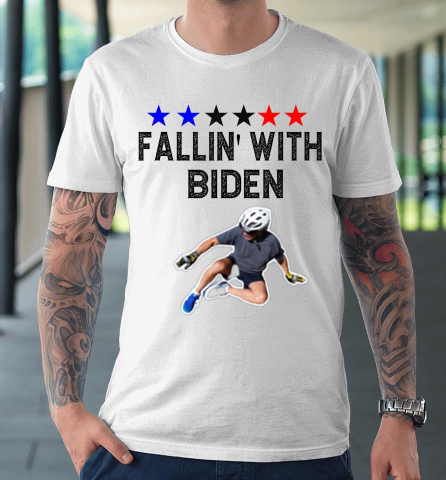 Joe Biden Falling Off Bicycle Biden Bike Meme Funny Premium T-Shirt