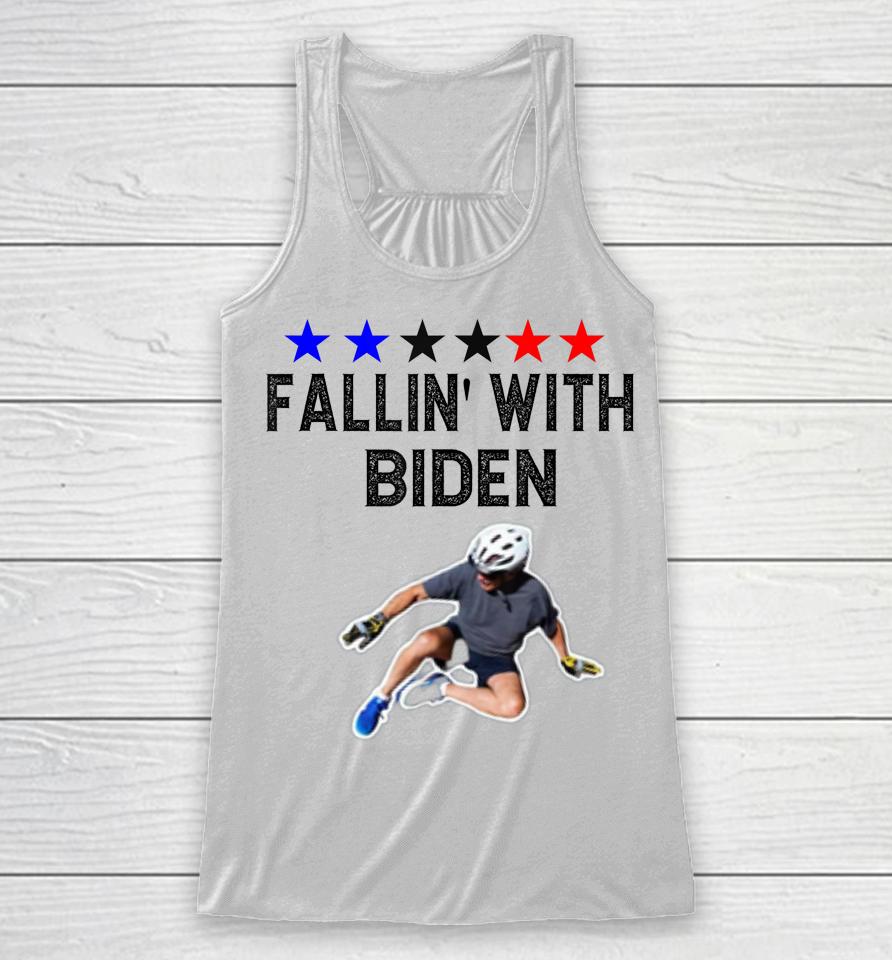 Joe Biden Falling Off Bicycle Biden Bike Meme Funny Racerback Tank