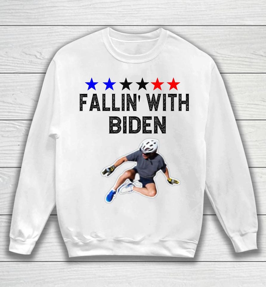 Joe Biden Falling Off Bicycle Biden Bike Meme Funny Sweatshirt