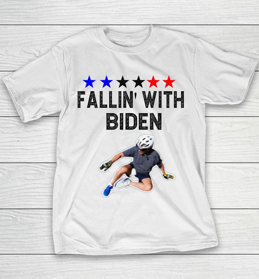 Joe Biden Falling Off Bicycle Biden Bike Meme Funny Youth T-Shirt