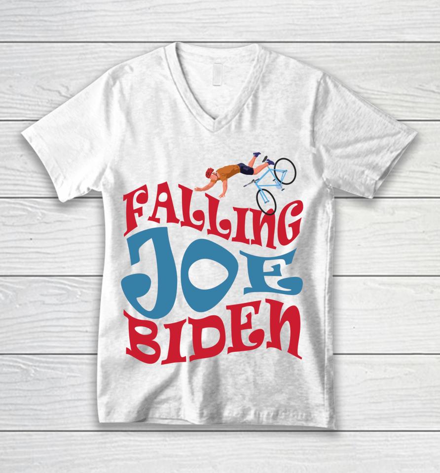 Joe Biden Falling Off Bike Unisex V-Neck T-Shirt