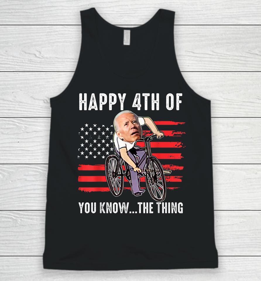 Joe Biden Falling Off His Bicycle Funny 4Th Of July Us Flag Unisex Tank Top