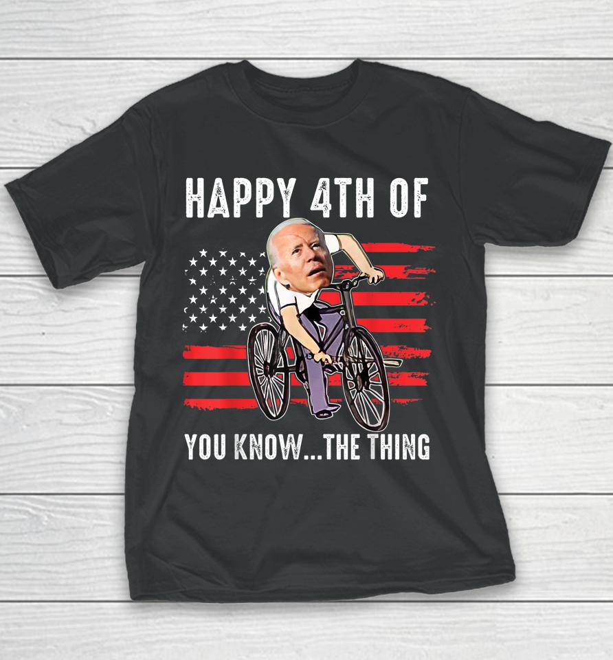Joe Biden Falling Off His Bicycle Funny 4Th Of July Us Flag Youth T-Shirt