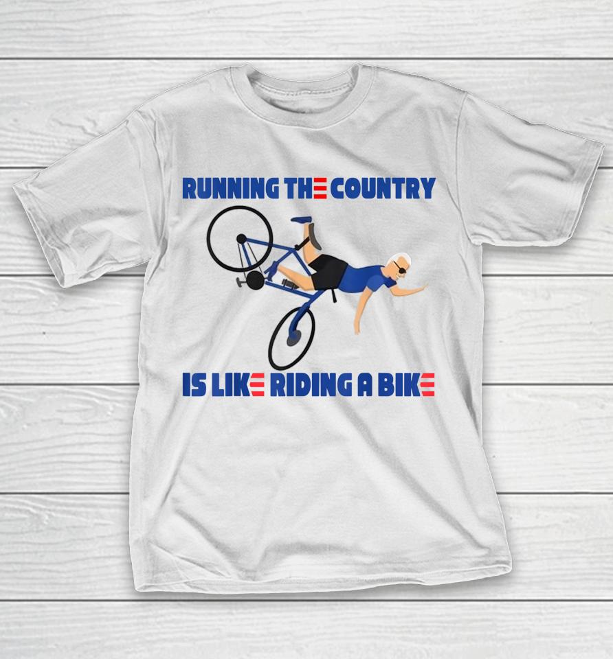 Joe Biden Falling Off His Bicycle Funny Biden Falls Off Bike T-Shirt