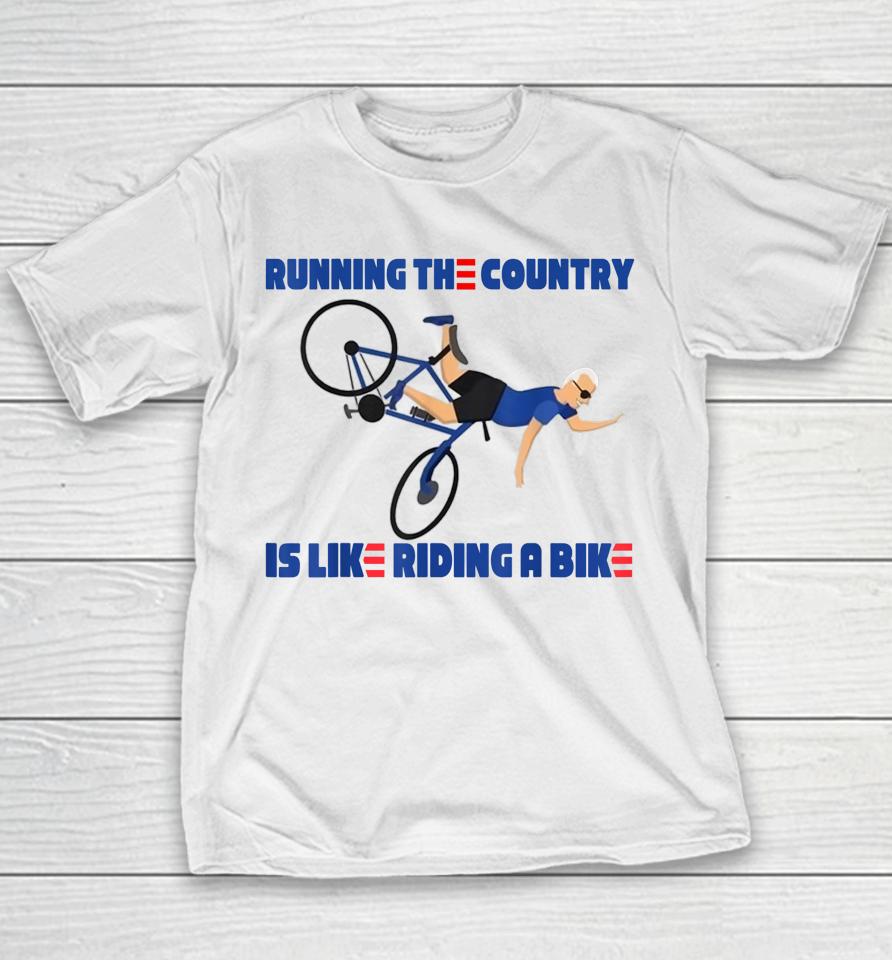 Joe Biden Falling Off His Bicycle Funny Biden Falls Off Bike Youth T-Shirt