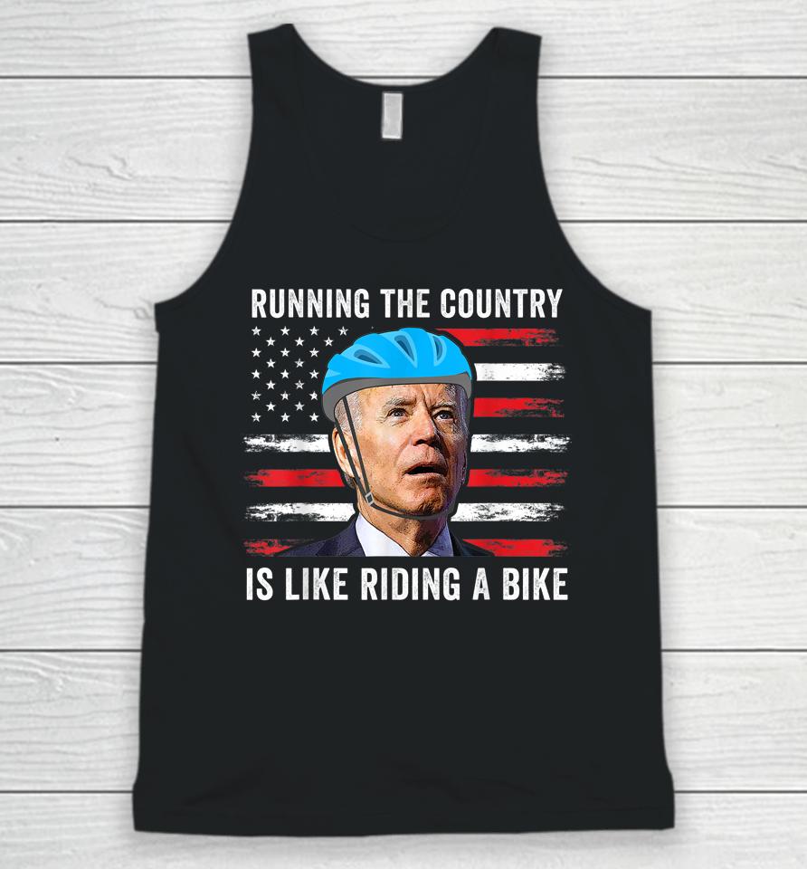 Joe Biden Falling Off His Bicycle Funny Biden Falls Off Bike Unisex Tank Top
