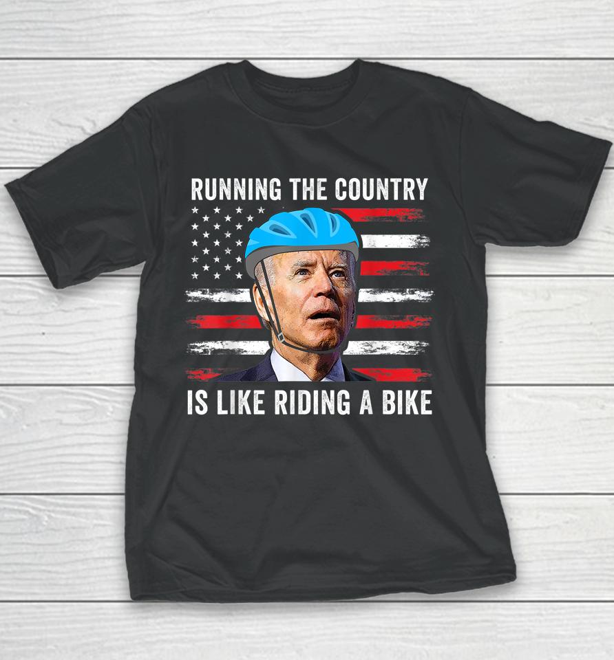 Joe Biden Falling Off His Bicycle Funny Biden Falls Off Bike Youth T-Shirt