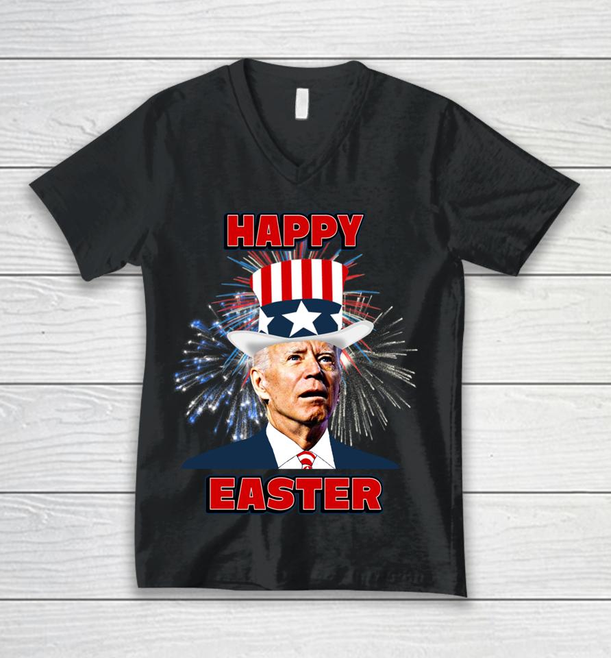 Joe Biden Happy Easter For Fourth Of July Unisex V-Neck T-Shirt