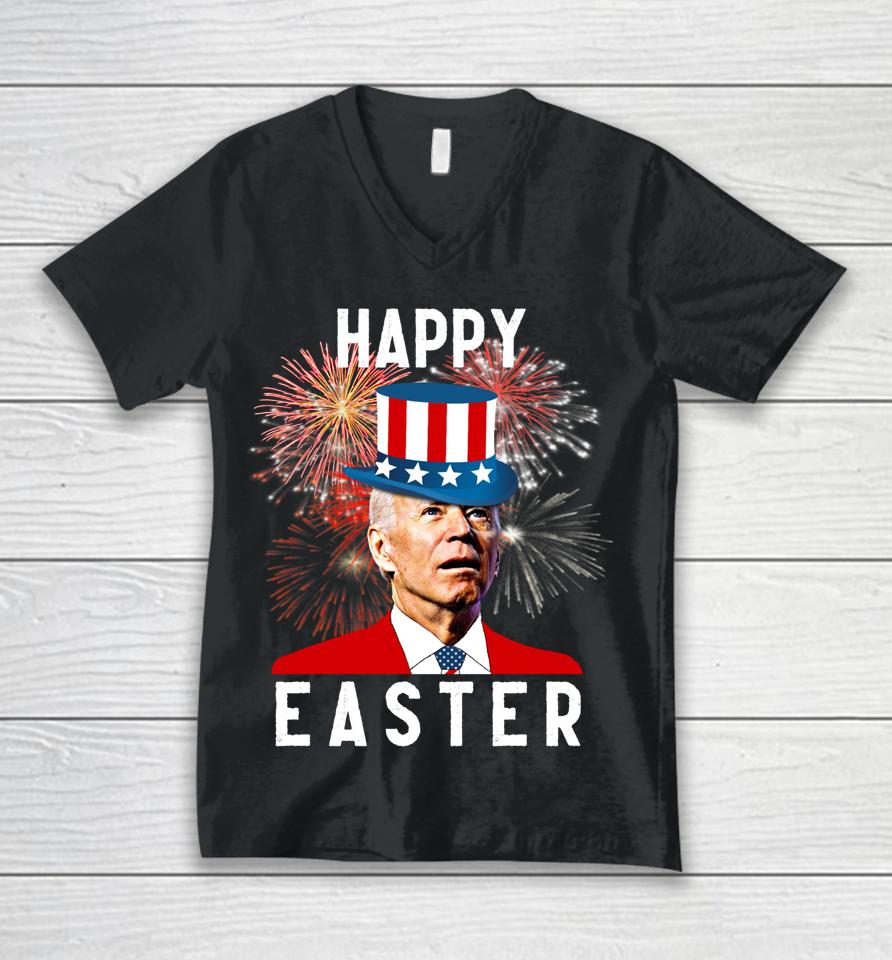 Joe Biden Happy Easter For Funny 4Th Of July Unisex V-Neck T-Shirt