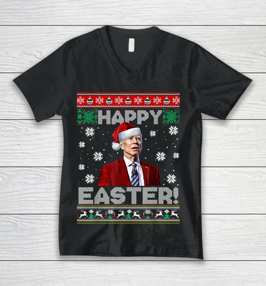Joe Biden Happy Easter Ugly Christmas Unisex V-Neck T-Shirt