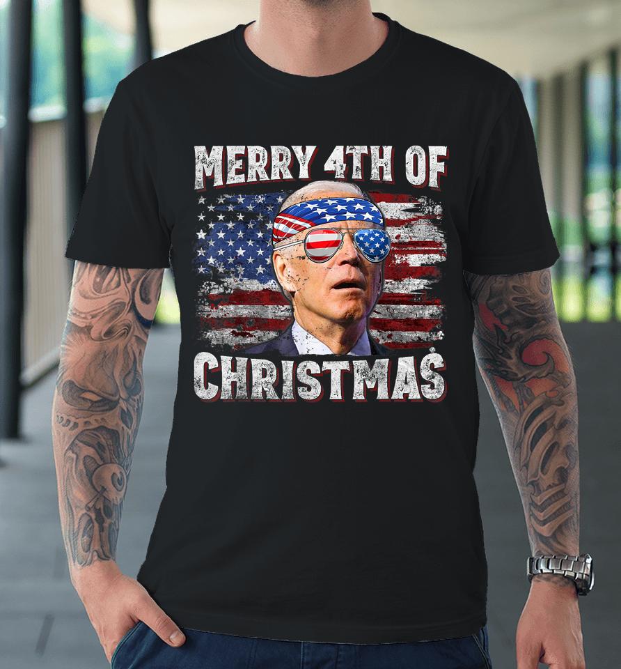 Joe Biden Merry 4Th Of Christmas Funny 4Th Of July Premium T-Shirt