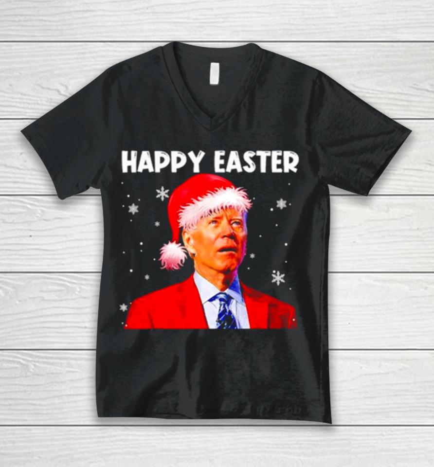 Joe Biden Santa Happy Easter Funny Christmas Unisex V-Neck T-Shirt