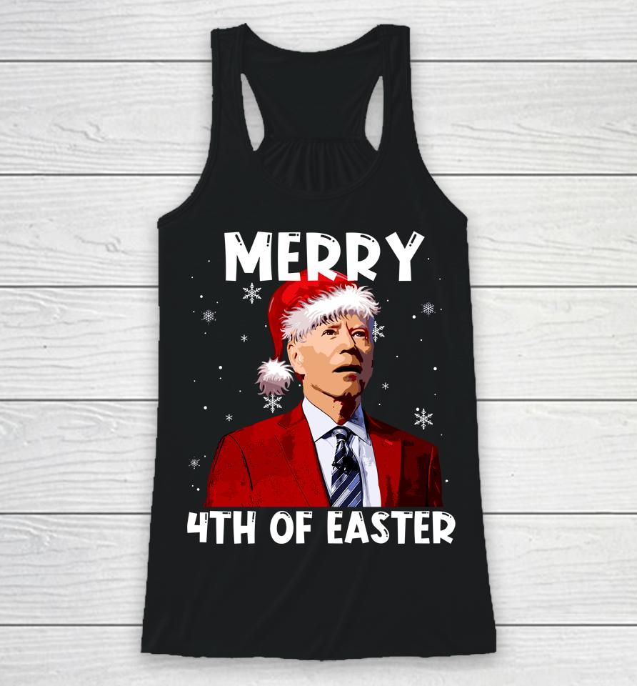 Joe Biden Santa Hat Merry 4Th Of Easter Christmas Funny Racerback Tank