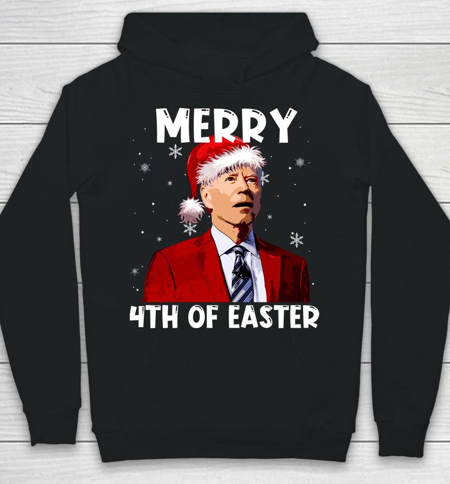 Joe Biden Santa Hat Merry 4Th Of Easter Christmas Funny Hoodie