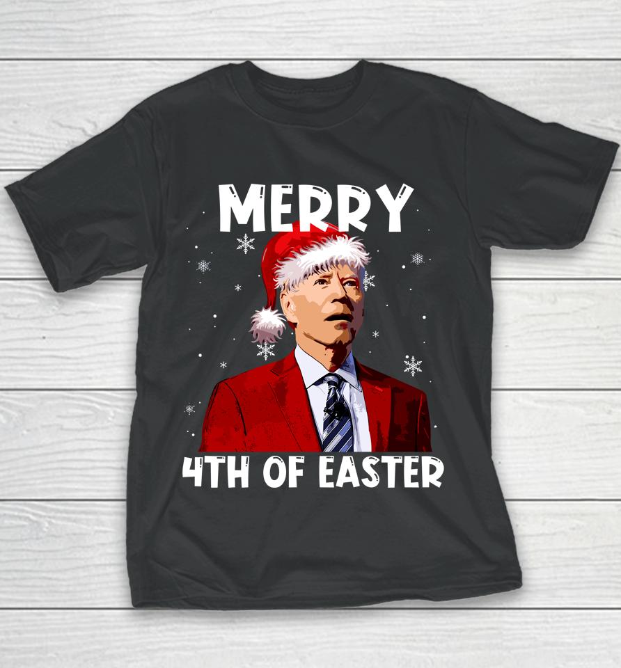Joe Biden Santa Hat Merry 4Th Of Easter Christmas Funny Youth T-Shirt