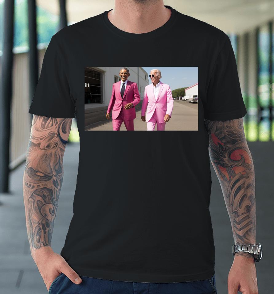 Joe Biden X Barack Obama In Pink Suited Premium T-Shirt