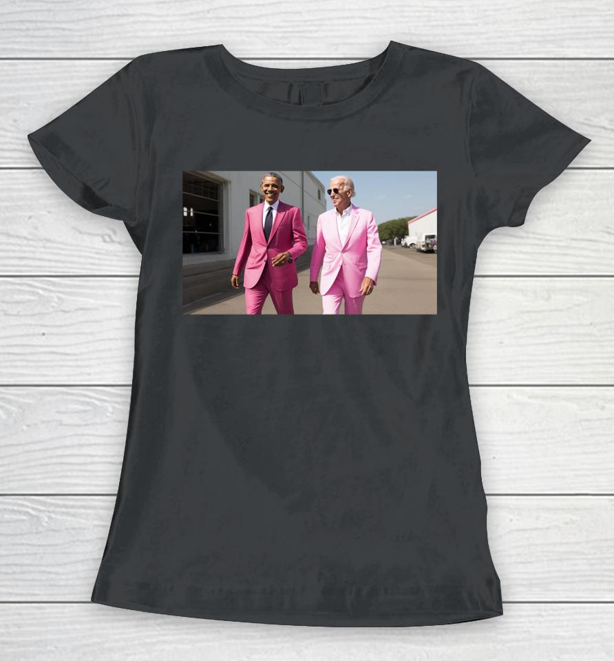 Joe Biden X Barack Obama In Pink Suited Women T-Shirt