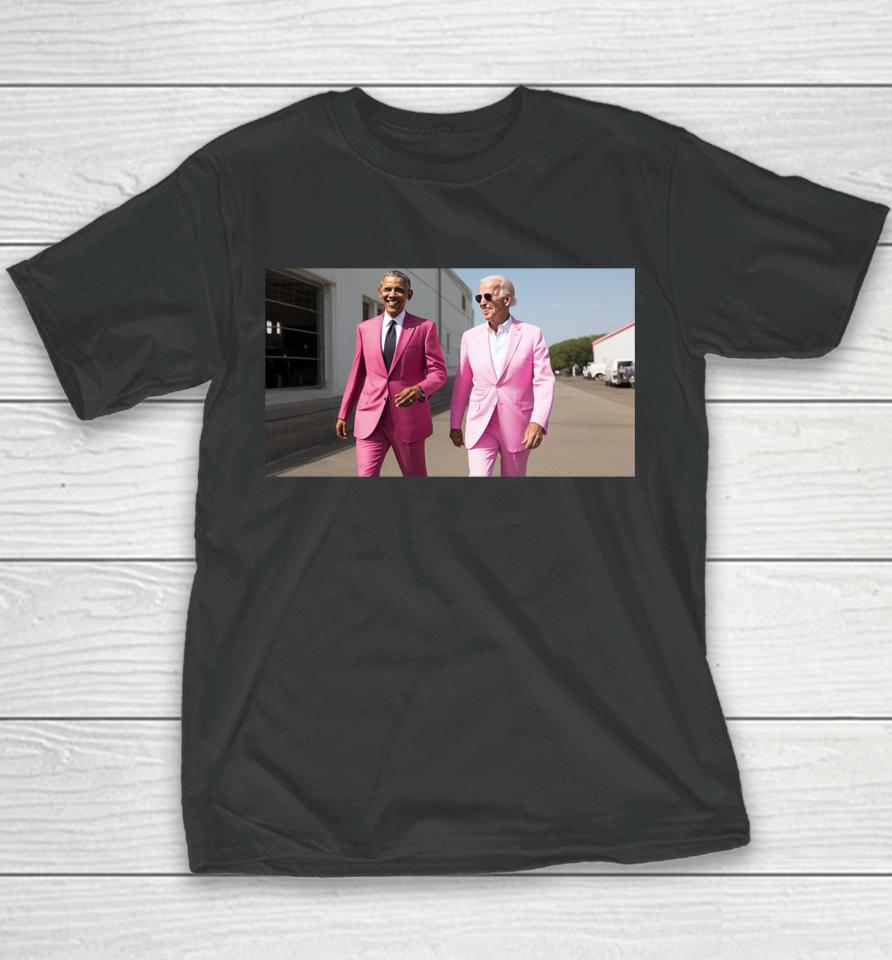 Joe Biden X Barack Obama In Pink Suited Youth T-Shirt