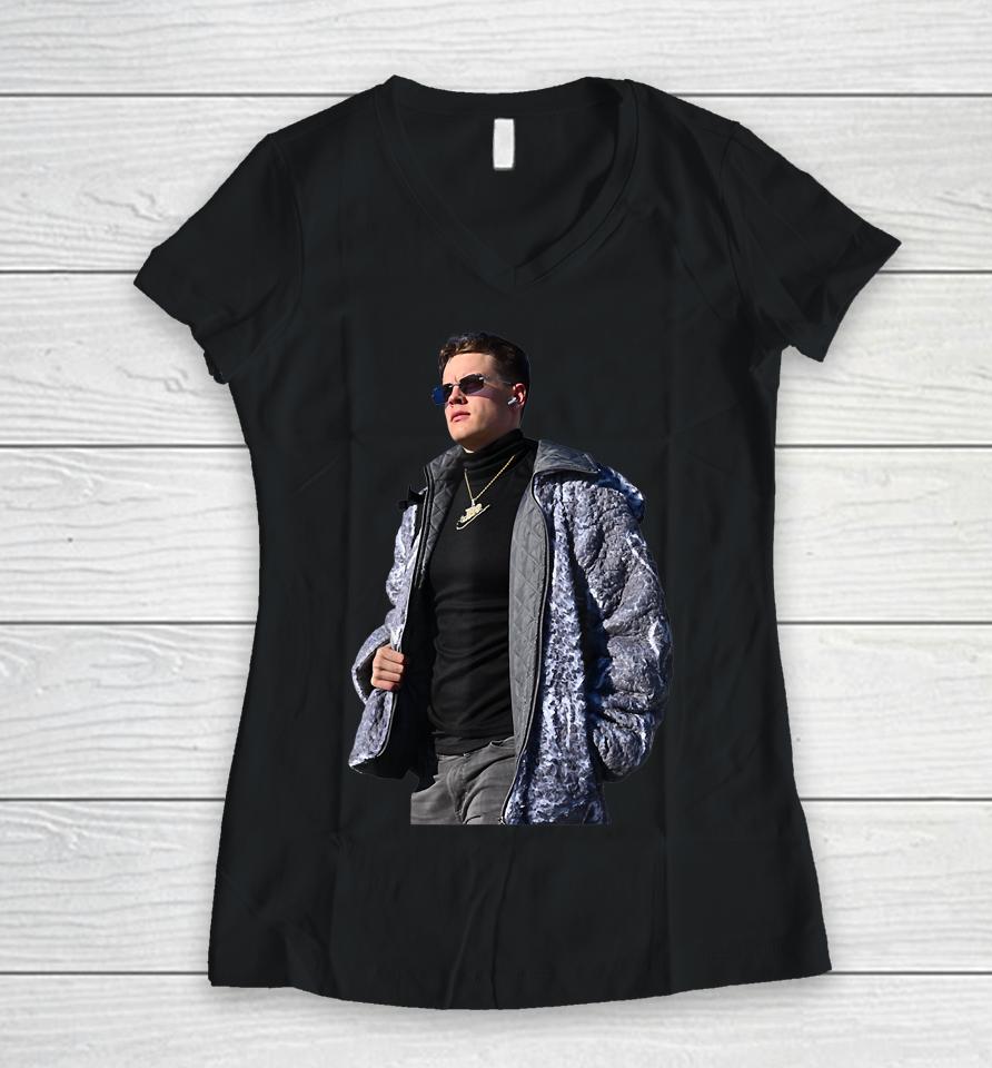 Joe Burrow Sunglasses Women V-Neck T-Shirt