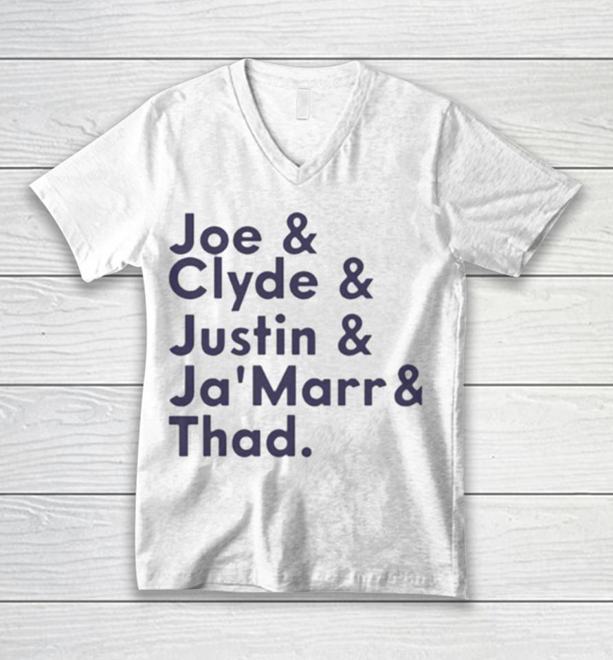 Joe &Amp; Clyde &Amp; Justin &Amp; Ja’marr &Amp; Thad Unisex V-Neck T-Shirt