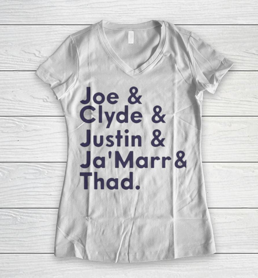 Joe &Amp; Clyde &Amp; Justin &Amp; Ja’marr &Amp; Thad Women V-Neck T-Shirt
