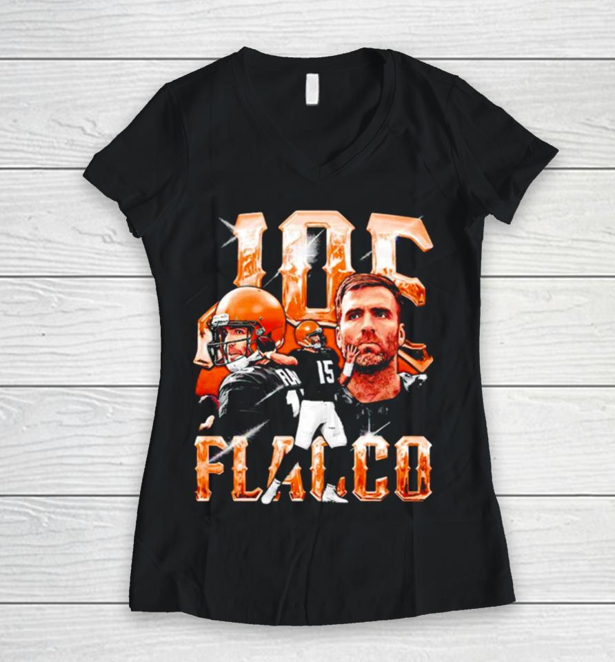 Joe Flacco Cleveland Browns Poster Vintage Women V-Neck T-Shirt