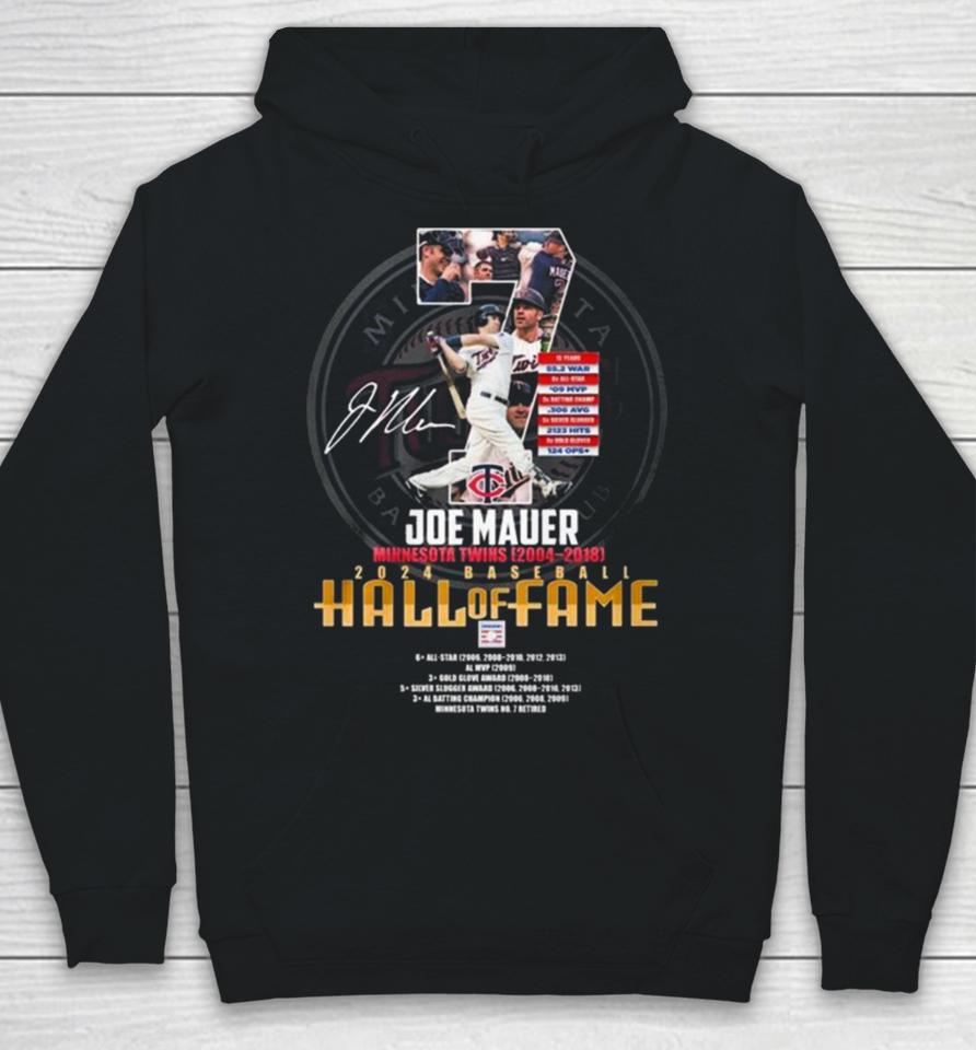 Joe Mauer Minnesota Twins 2004 – 2018 2024 Baseball Hall Of Fame Signature Hoodie