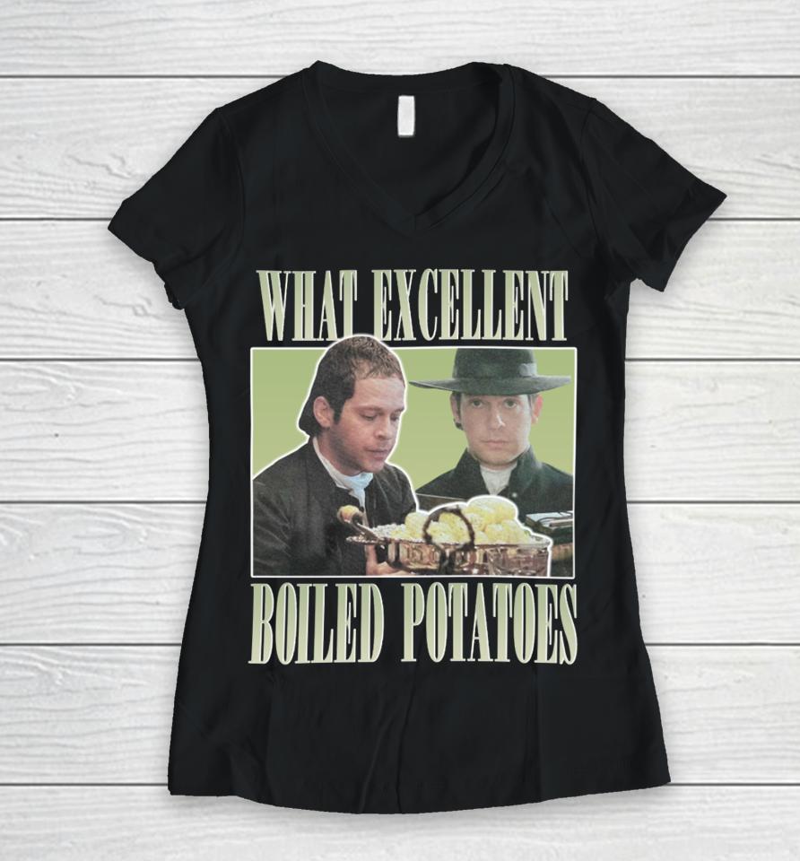 Johenrygo Mr Collins What Excellent Boiled Potatoes Women V-Neck T-Shirt