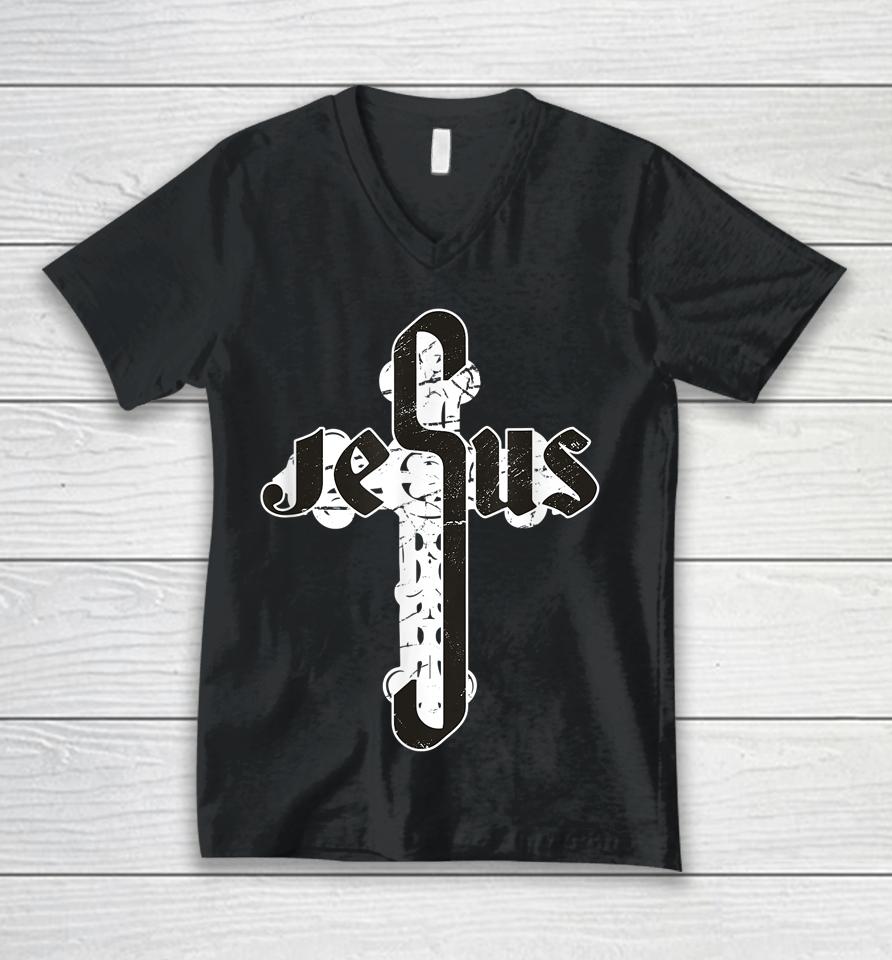 John 3-16 Christian Cross Bible Unisex V-Neck T-Shirt