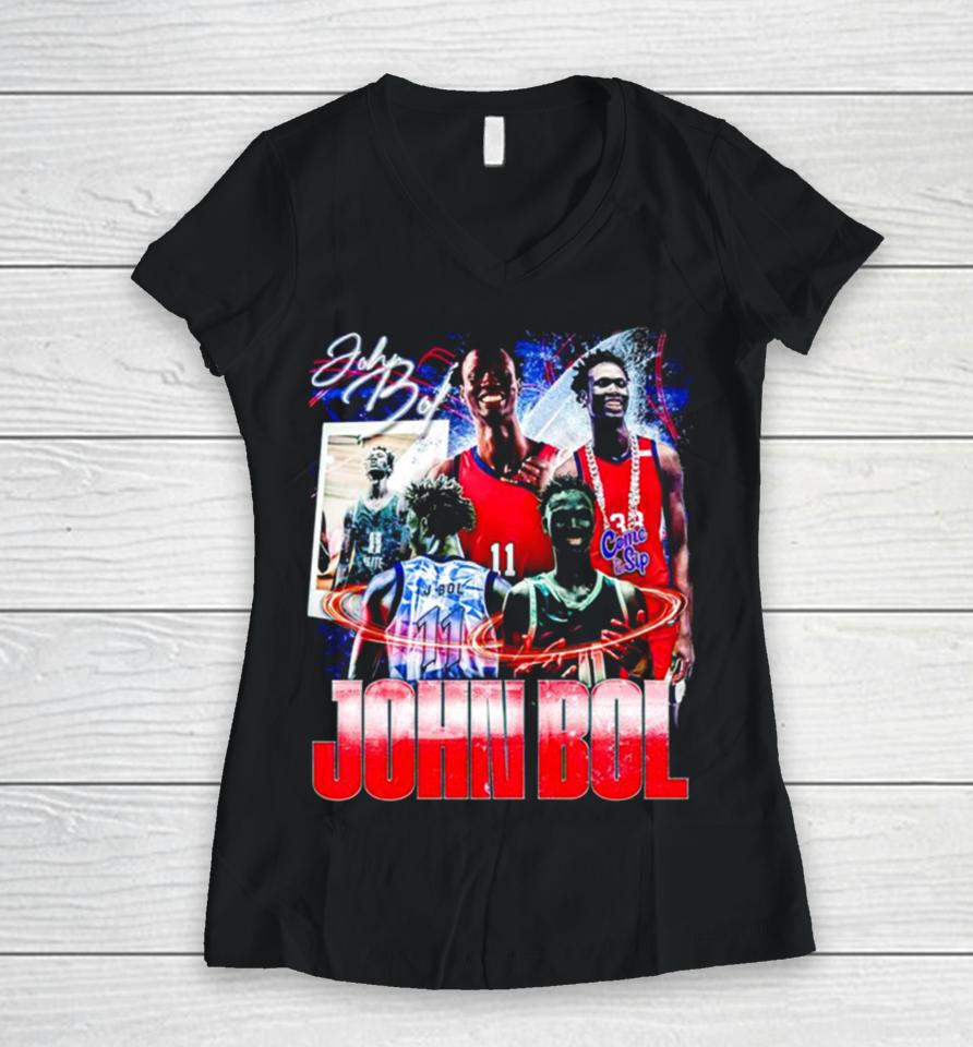 John Bol Ole Miss Rebels Graphic Poster Women V-Neck T-Shirt