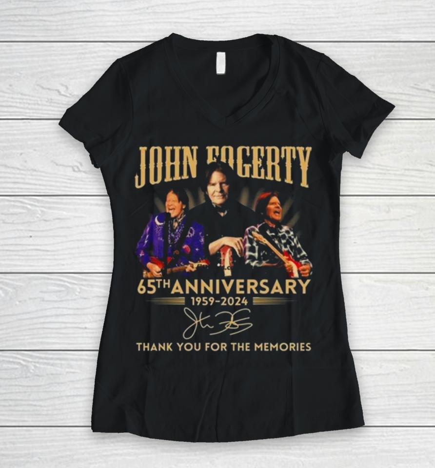 John Fogerty 65Th Anniversary 1959 – 2024 Thank You For The Memories Signature Women V-Neck T-Shirt