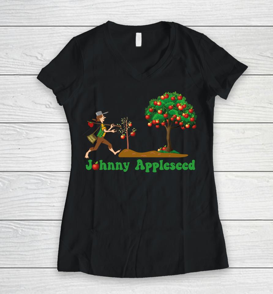 Johnny Appleseed Sept 26 Celebrate Legends Women V-Neck T-Shirt