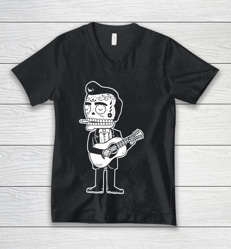Johnny Cash Calavera Gocco Skull Unisex V-Neck T-Shirt