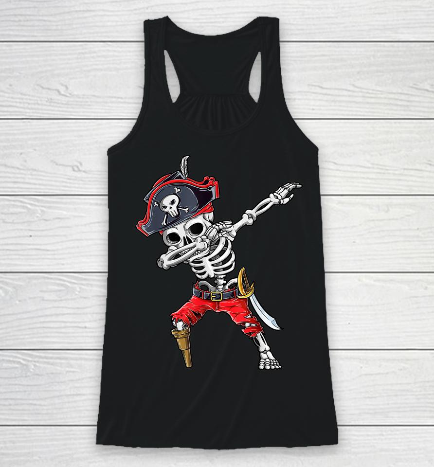 Jolly Roger Dabbing Skeleton Pirate Halloween Racerback Tank