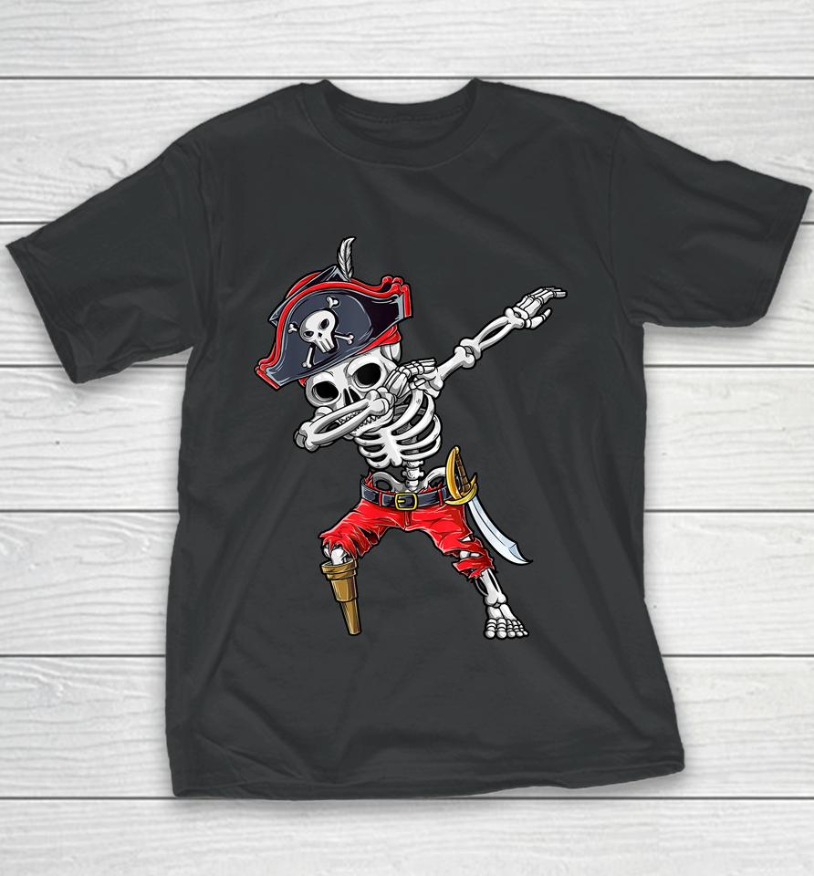 Jolly Roger Dabbing Skeleton Pirate Halloween Youth T-Shirt