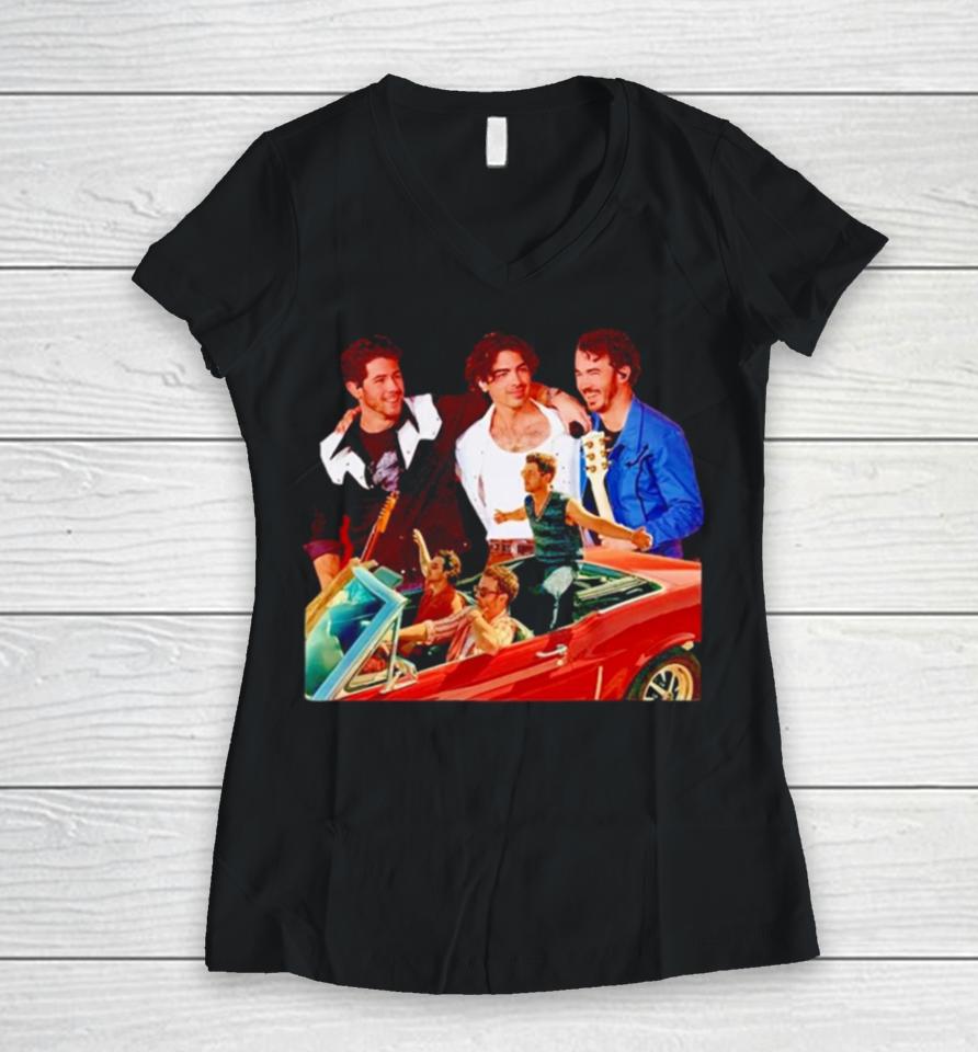 Jonas Brothers Boy Band Women V-Neck T-Shirt