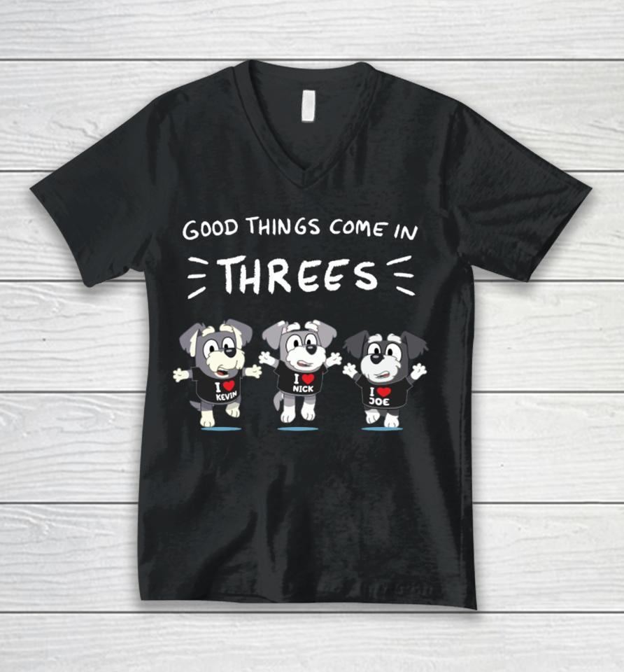 Jonas Brothers Good Things Time Threes Unisex V-Neck T-Shirt