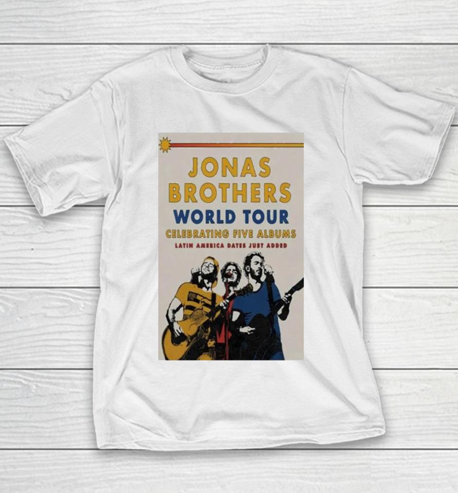 Jonas Brothers World Tour 2024 Celebrating Five Albums Latin America Poste Youth T-Shirt
