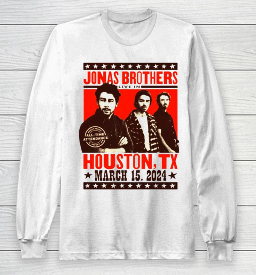 Jonasbrothers Live In Houston Rodeo March 15 2024 Long Sleeve T-Shirt