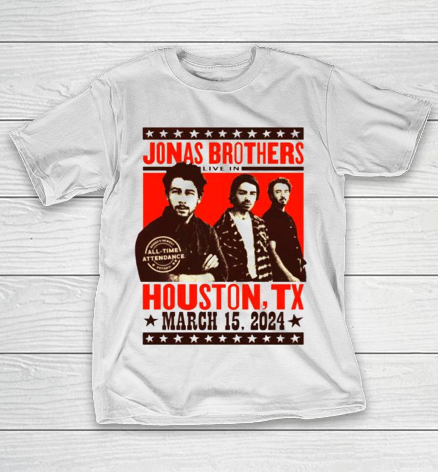Jonasbrothers Live In Houston Rodeo March 15 2024 T-Shirt