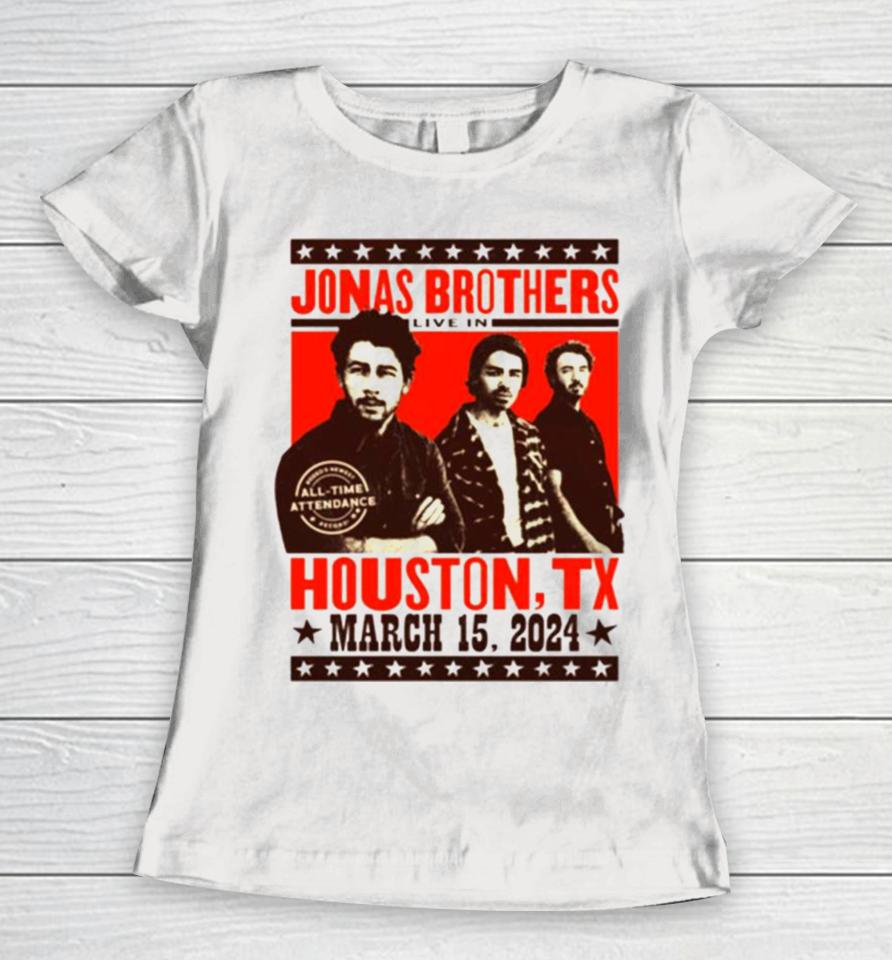 Jonasbrothers Live In Houston Rodeo March 15 2024 Women T-Shirt