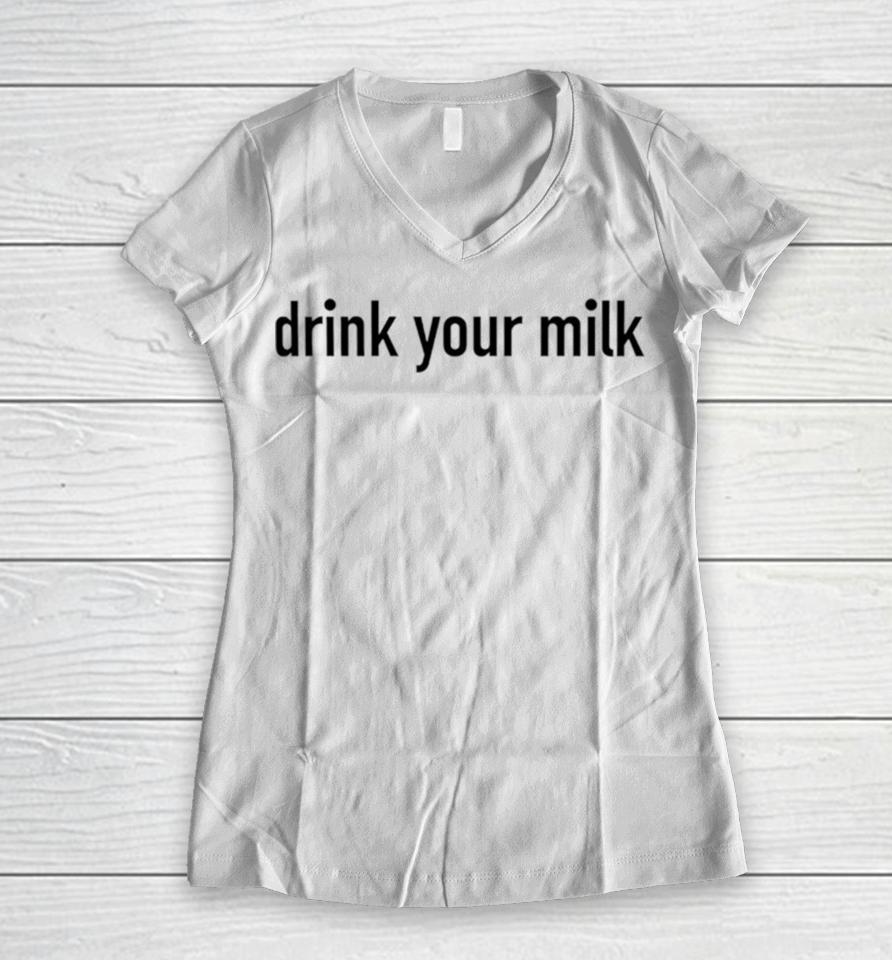 Jonathan Bailey Drink Your Milk Women V-Neck T-Shirt