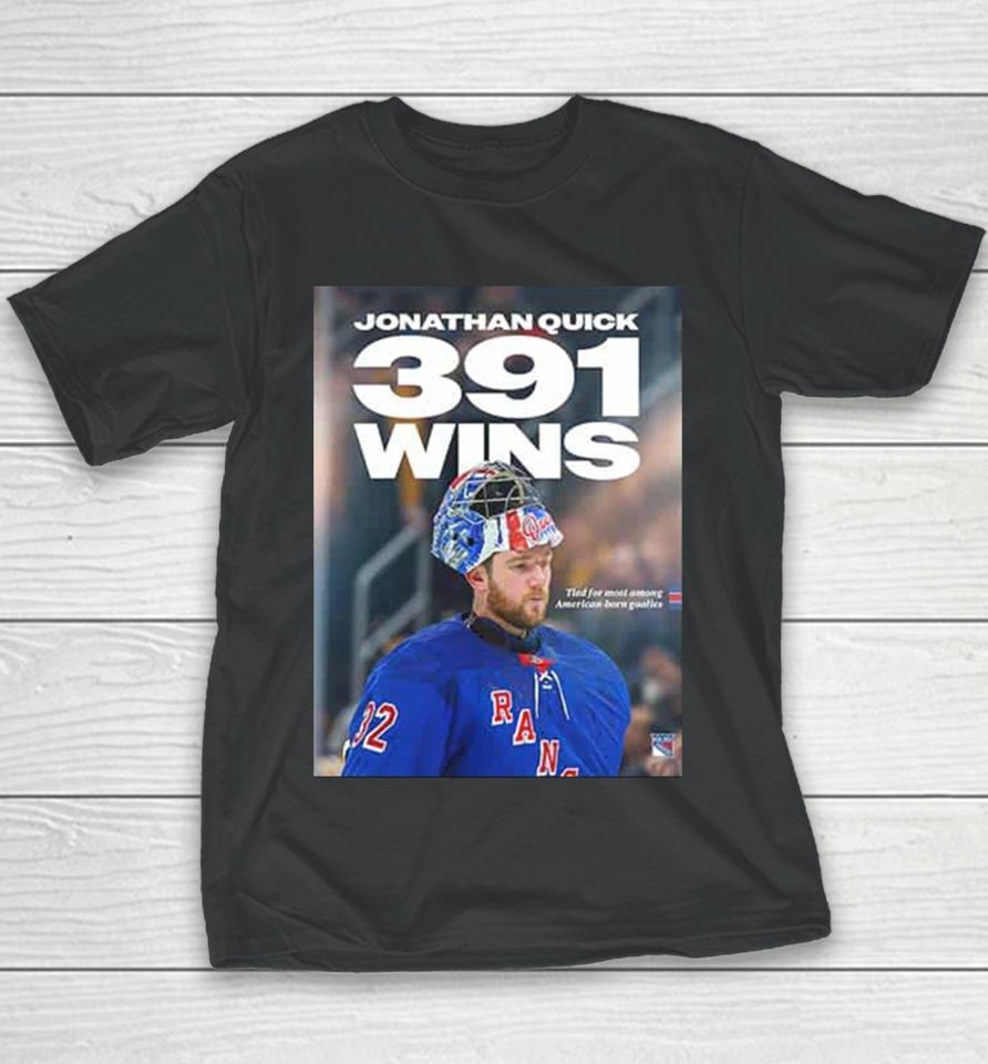 Jonathan Quick 391 Wins With New York Rangers Nhl 2024 Youth T-Shirt