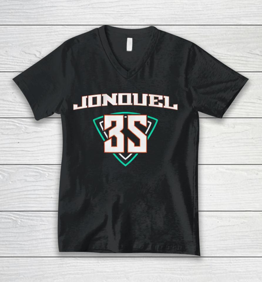 Jonquel Jones New York Liberty Number 35 Unisex V-Neck T-Shirt