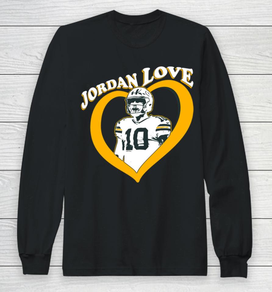 Jordan Love 10 Green Bay Packers Heart Long Sleeve T-Shirt